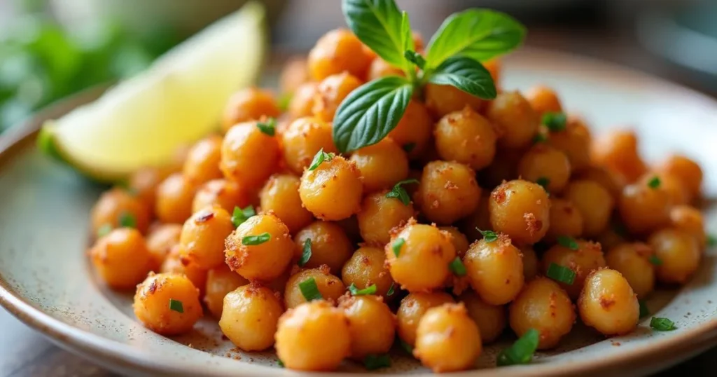 crispy chickpeas in the air fryer, healthy snack idea